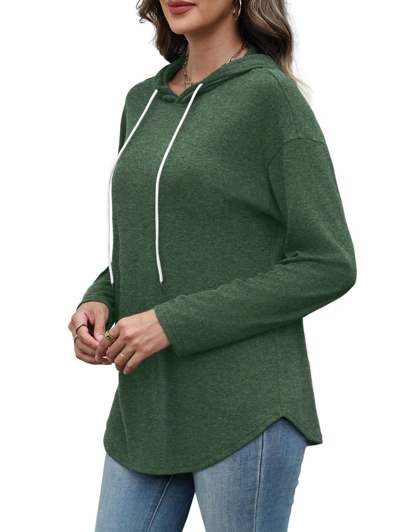 Bofell Womens Tops Dressy Casual Crewneck Sweatshirts Holiday Outfits Vacation Travel Hoodies Green XL - Image 3