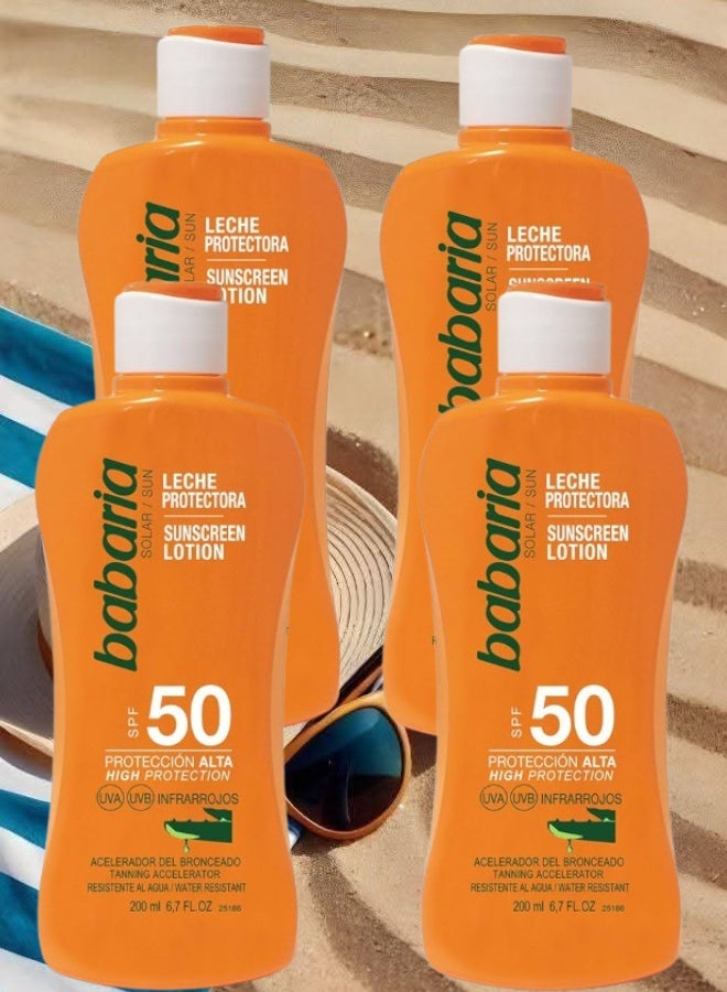 باباريا 4 قطع ‏باباريا لوشن واقي شمس بالألوفيرا بعامل حماية 50  200مل - Image 1