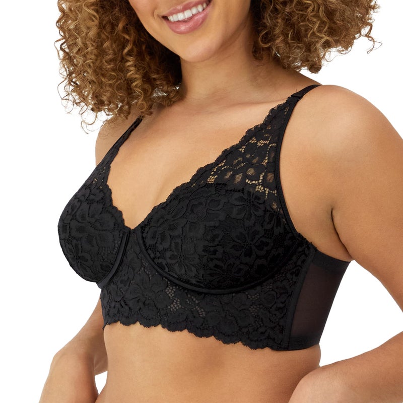 Maidenform Pure Comfort Lace Bralette, Padded Wireless Bra, Convertible Longline Halter Bralette with Soft Foam Cups - Image 4