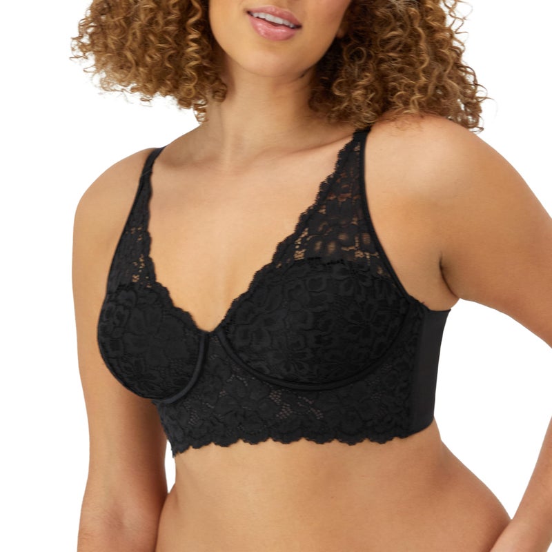 Maidenform Pure Comfort Lace Bralette, Padded Wireless Bra, Convertible Longline Halter Bralette with Soft Foam Cups - Image 1