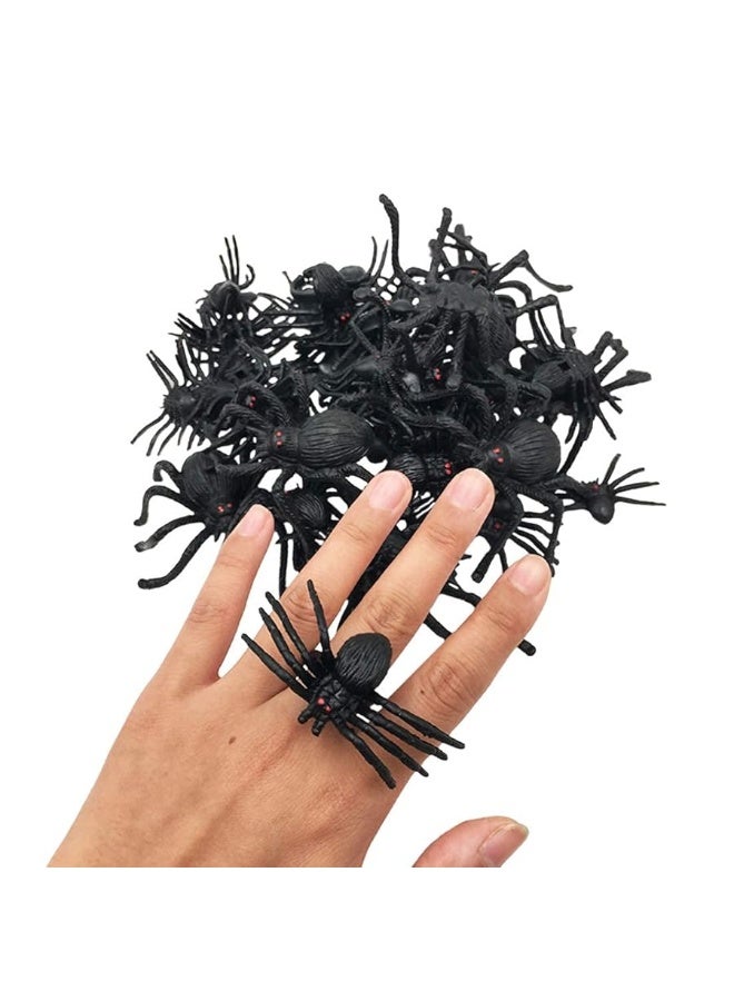 kockuu 46pcs Realistic Plastic Spider Toys Fake Spider Prank Prop Joke Spiders and Spider Rings for Halloween Party Decorations Gift Party Favors Trick Toys Kids Toddlers April Fool's Day Prank Gifts - Image 1