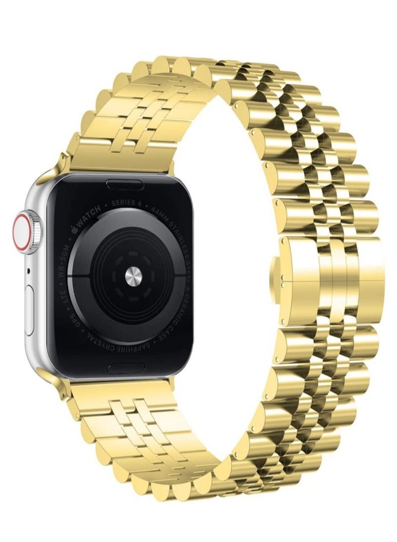 ELTRAZONE Compatible with Apple Watch Band 41mm 40mm 38mm, Stainless Steel Heavy Band with Butterfly Folding Clasp Link Bracelet for iWatch Series8/7/6/ SE Series 5/4/3/Men Women, - Image 1