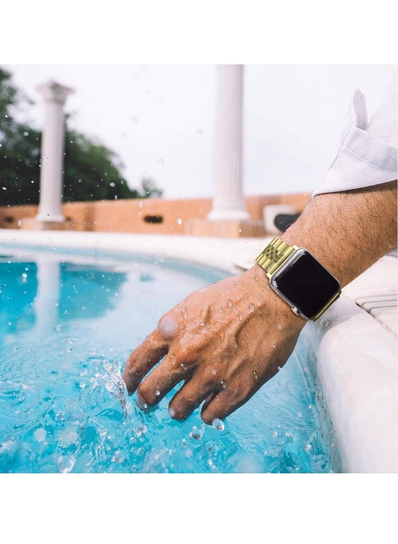 ELTRAZONE Compatible with Apple Watch Band 41mm 40mm 38mm, Stainless Steel Heavy Band with Butterfly Folding Clasp Link Bracelet for iWatch Series8/7/6/ SE Series 5/4/3/Men Women, - Image 5