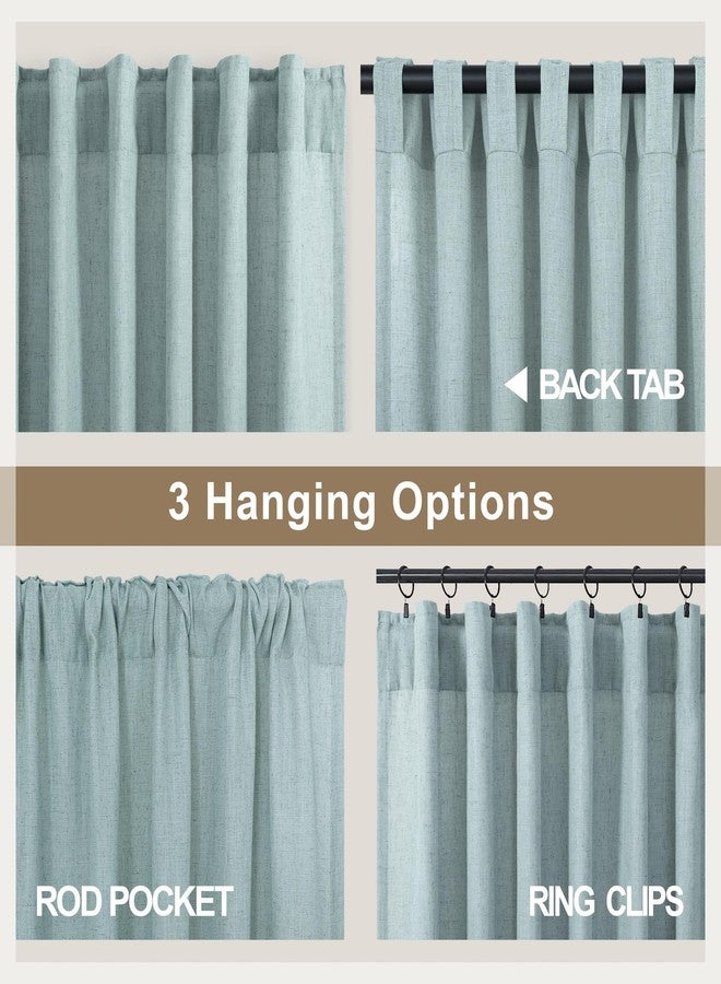 Pitalk ستائر بلون أخضر زبد البحر، طولها 96 بوصة، لغرفة المعيشة، لوحتان، جيب خلفي، قماش كتان شبه شفاف، ستائر صيفية بلون أخضر نعناعي محيطي لغرفة النوم، غرفة الطعام، المنتجع الصحي، ستائر بلون أزرق مخضر ضبابي، رمادي مخضر، ديكور أطفال، 8 أقدام - Image 4