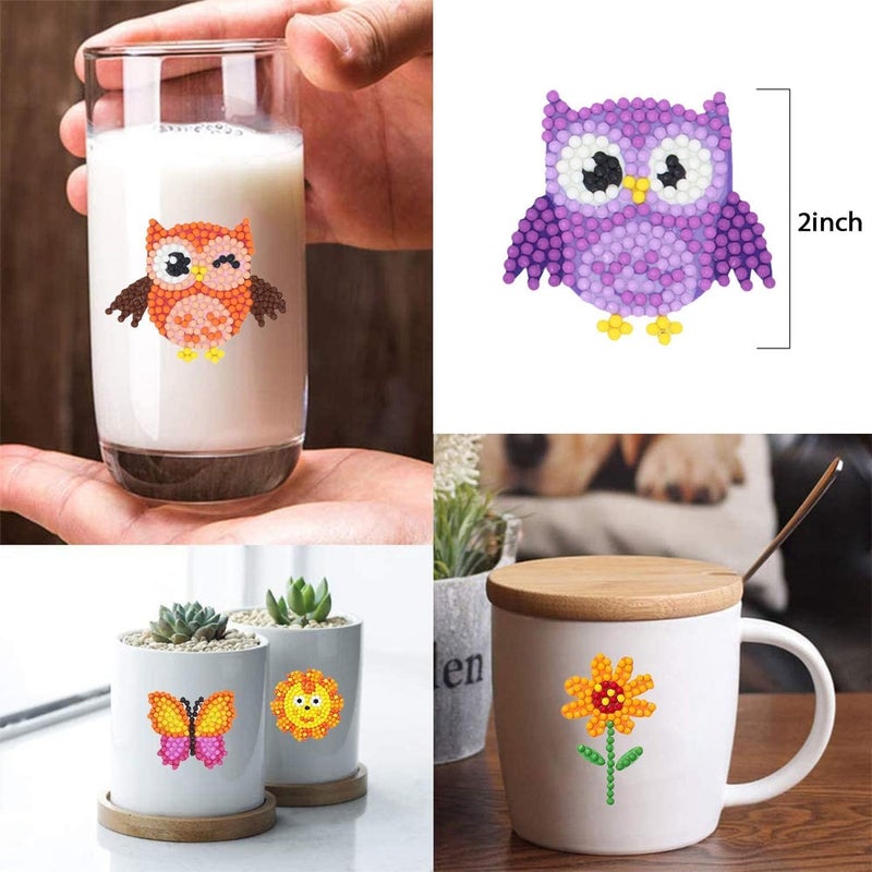 BYRM 21 pcs 5D Crystal Diamond Painting Sticker Kits DIY Art Craft Animal Sea World Butterfly Owl Natural Painting with Diamonds Gift for Girl Kid Adult Children - Image 5