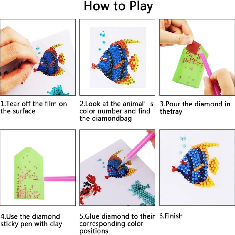 BYRM 21 pcs 5D Crystal Diamond Painting Sticker Kits DIY Art Craft Animal Sea World Butterfly Owl Natural Painting with Diamonds Gift for Girl Kid Adult Children - Image 3