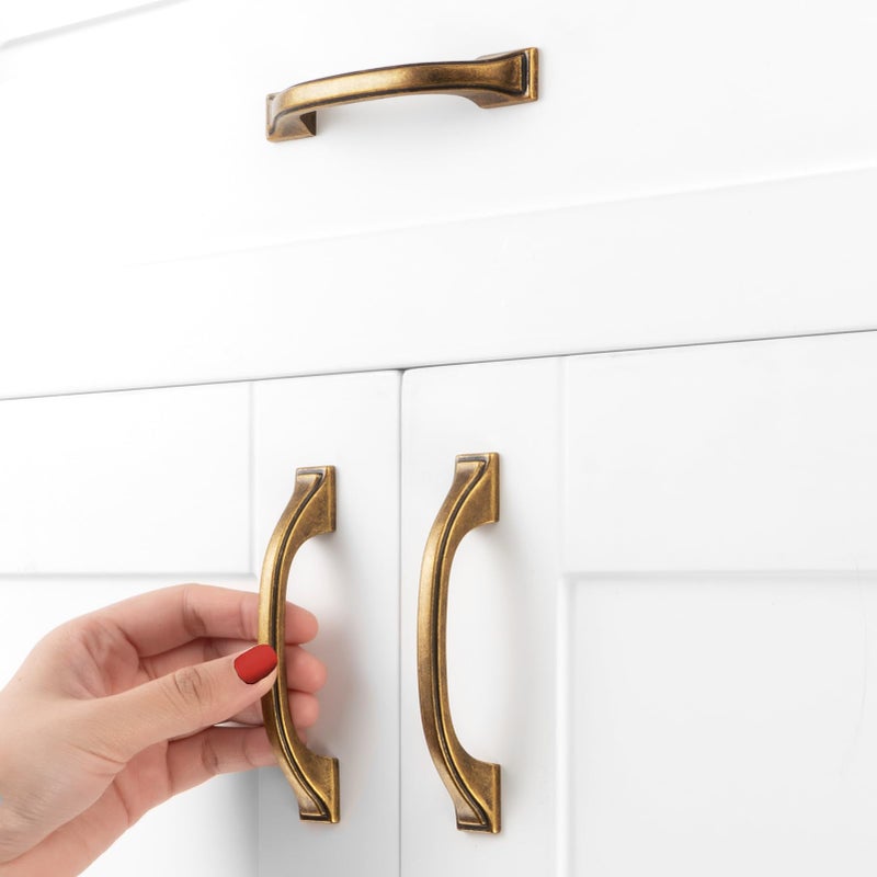 BEROSSA 10 Pack Antique Brass Cabinet Pulls 3 Inch Vintage Brass Cabinet Handles Antique Brass Hardware for Kitchen Cabinets 8222 Drawers Bedroom Dresser Bathroom Vanity Cupboard - Image 4