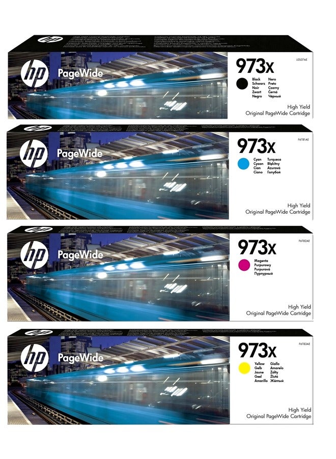 HP خراطيش حبر HP 973X عالية الإنتاجية الأصلية لطابعة PageWide 452dn 452dw 477dn 552 577 dw - حزمة - Image 1