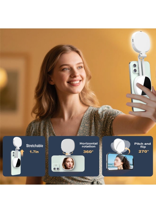 Magnetic Selfie Light, Phone Light Compatible with MagSafe iPhone & Android, Folding LED Fill Ring Light for Selfies/Photography/Video Recording/TikTok/Vlog/Zoom Calls/Conference/Makeup(White) - Image 3