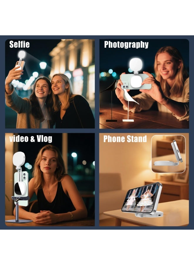 Magnetic Selfie Light, Phone Light Compatible with MagSafe iPhone & Android, Folding LED Fill Ring Light for Selfies/Photography/Video Recording/TikTok/Vlog/Zoom Calls/Conference/Makeup(White) - Image 4