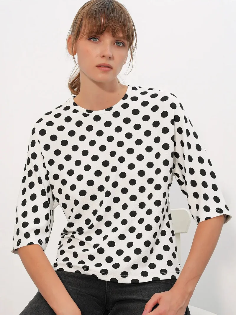 BDART Oversized Polka Dot Crew Neck Blouse