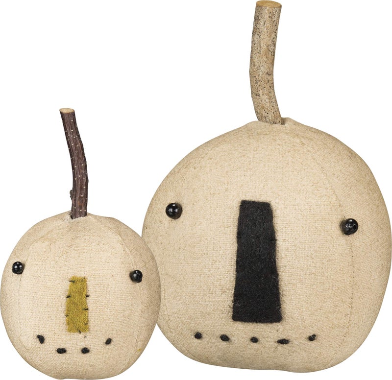 Primitives by Kathy Rustic Stitched Pumpkin Head Set White