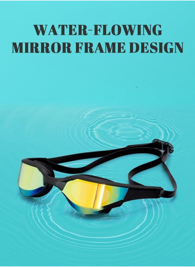GROIC Swimming Goggles Adult Racing Wide Vision Leak-proof UV Protection Waterproof  Anti-fog for Men  Woman in Races - Gold  - Image 5