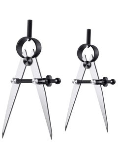 Y&D Professional Metal Compass Set, 6'' 8'' Steel Adjustable Lockable Divider Wing Compass, Drafting Tool for Leather Work, Woodworking, Metalworking, Geometry Drawing(2 Pieces)  - Image 1