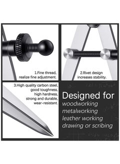 Y&D Professional Metal Compass Set, 6'' 8'' Steel Adjustable Lockable Divider Wing Compass, Drafting Tool for Leather Work, Woodworking, Metalworking, Geometry Drawing(2 Pieces)  - Image 3