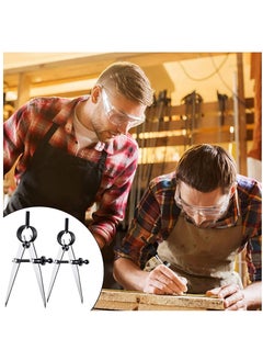 Y&D Professional Metal Compass Set, 6'' 8'' Steel Adjustable Lockable Divider Wing Compass, Drafting Tool for Leather Work, Woodworking, Metalworking, Geometry Drawing(2 Pieces)  - Image 5
