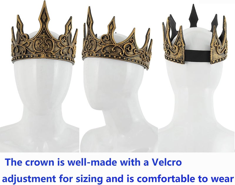 Liatunou Regal King's Crown,Adjustable Royal Crown Prince Tiara,Medieval King Costume Accessories for Adult - Image 2