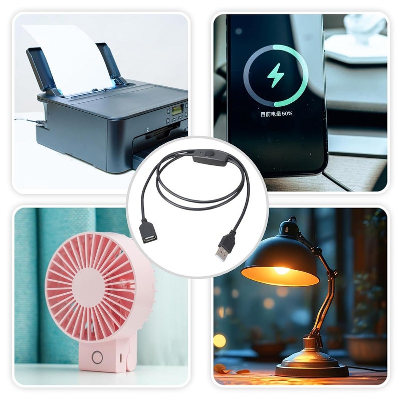 كابل تمديد USB 2.0 ذكر إلى أنثى 3 أقدام مع مفتاح تشغيل وإيقاف للكمبيوتر والطابعة والكاميرا - Image 3