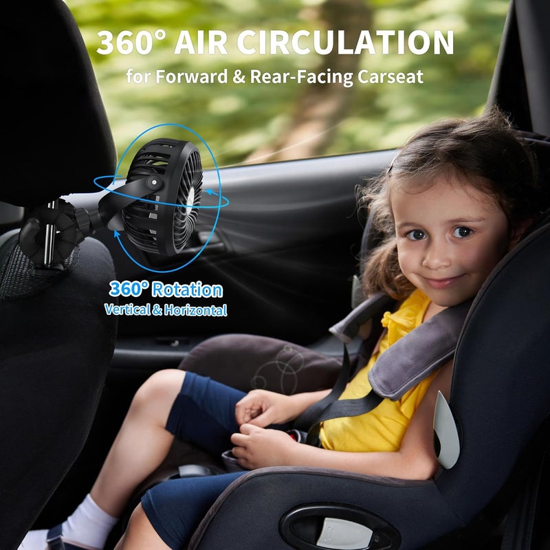 AMACOOL Battery Operated Stroller Fan, Newborn & Baby Travel Essentials, Registry Gifts, Flexible Tripod Clip On Fan with 3 Speeds and Rotatable for Car Seat Crib Bike Treadmill, Beach Essentials - Image 4