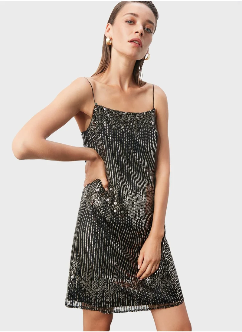 trendyol Shimmer Shift Dress