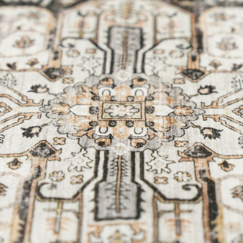 RUUGME Washable 7 Round Rug - Large Rugs for Living Room Soft Stain Resistant Carpet for Bedroom Kitchen Dining Room Vintage Non Slip Home Decor Floor Mat 7round Black - Image 5