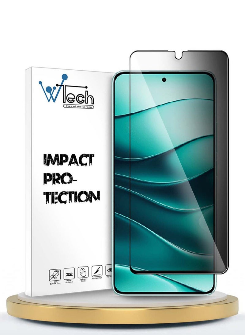 Wtech Xiaomi Redmi Note 14 5G 2024 Premium E2E Series Privacy Full Glue Full Cover Tempered Glass Screen Protector - Clear/Black