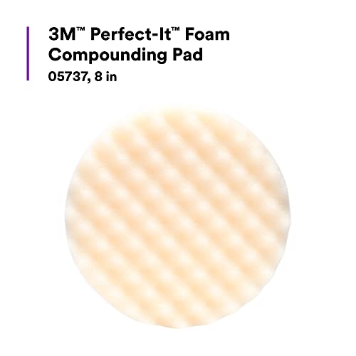 Perfect-It 3M Foam Compounding Pad, 05737, Inset, Single Sided, Hook and Loop, 8 in , White - Image 3