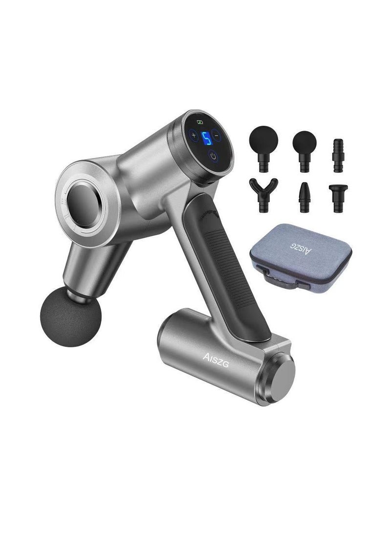 general Portable Muscle Massage Gun with Brushless Motor, Deep Tissue Percussion Portable Muscle Vibration Booster Therapy Gun Massager with Screen (Gray) - Image 1