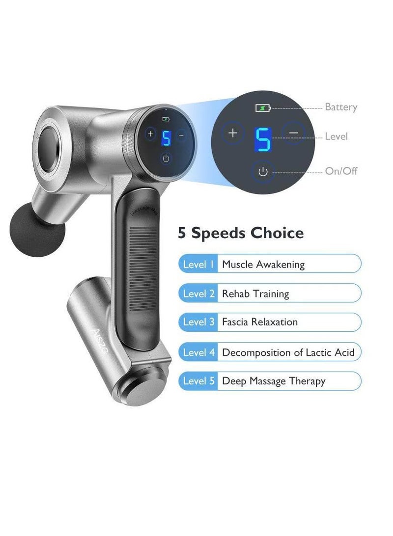 general Portable Muscle Massage Gun with Brushless Motor, Deep Tissue Percussion Portable Muscle Vibration Booster Therapy Gun Massager with Screen (Gray) - Image 3