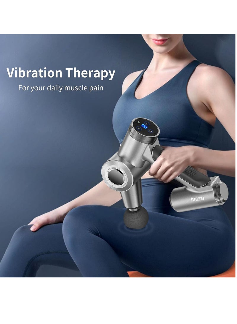 general Portable Muscle Massage Gun with Brushless Motor, Deep Tissue Percussion Portable Muscle Vibration Booster Therapy Gun Massager with Screen (Gray) - Image 5
