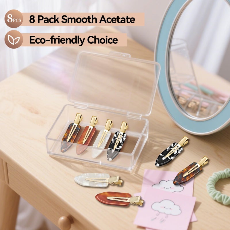 YIERSO 8 Pcs No bend Hair Clips No Crease Makeup Duckbill Clip No Dent Creaseless Flat Alligator Hair Barrettes for Salon Hairstyle Women Girls Accessories Cellulose Acetate(Caramel) - Image 4