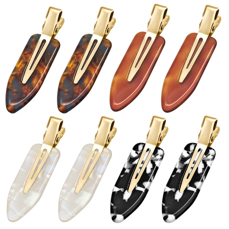 YIERSO 8 Pcs No bend Hair Clips No Crease Makeup Duckbill Clip No Dent Creaseless Flat Alligator Hair Barrettes for Salon Hairstyle Women Girls Accessories Cellulose Acetate(Caramel) - Image 1