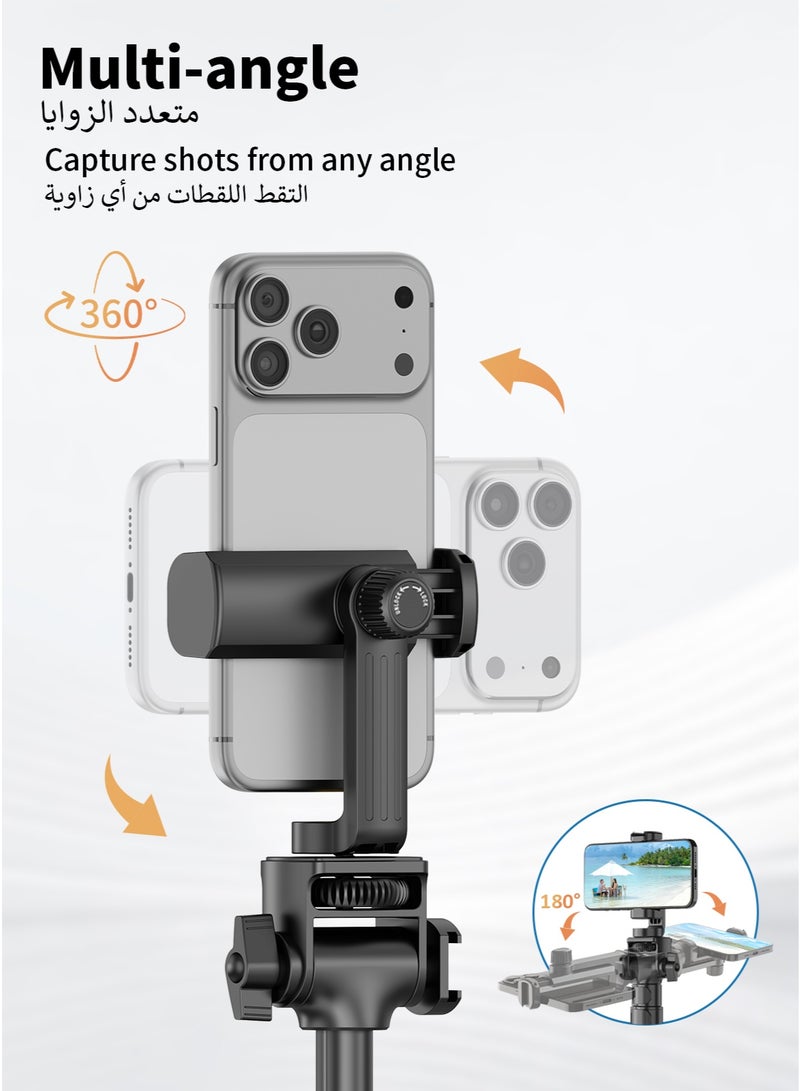 XXZU 170cm Phone Tripod, Portable Phone Stand Tripod for Travel or Video Recording, 10M Long Distance Remote Control, with 1/4'' Screw and Detachable Phone Clamp, Compatible with iPhone, Android and Camera with 1/4'' Hole - Image 4