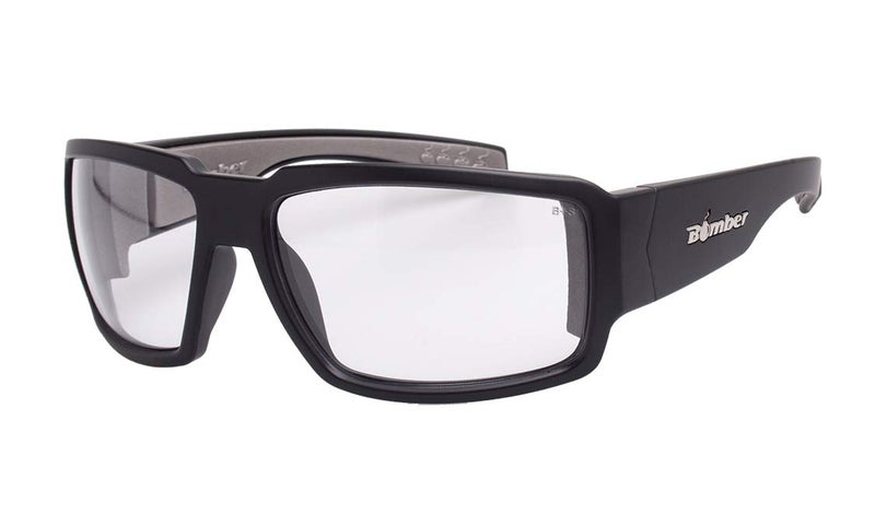 BOMBER Clear Safety Glasses for Men, Matte Black Frame with Polycarbonate Clear Safety Lens z87 Compliant BG101 Safety Glasses, Fitment style for men women - Image 1
