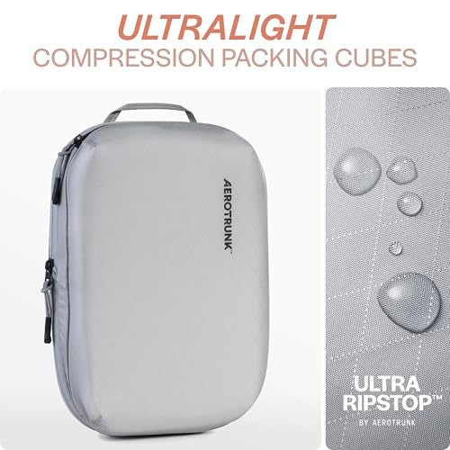 Aerotrunk Ultralight Compression Packing Cubes - Lightweight Travel Organizers for Suitcases and Luggage (6-Pack, Light Grey) - Image 4