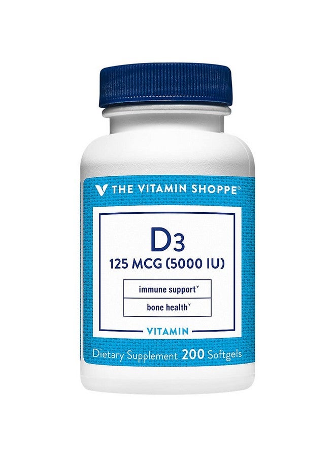 The Vitamin Shoppe Vitamin D3 5000IU Softgel, Supports Bone & Immune Health, Aids in Cellular Growth & Calcium Absorption, Gluten Free & Once Daily Formula (200 Softgels) - Image 2