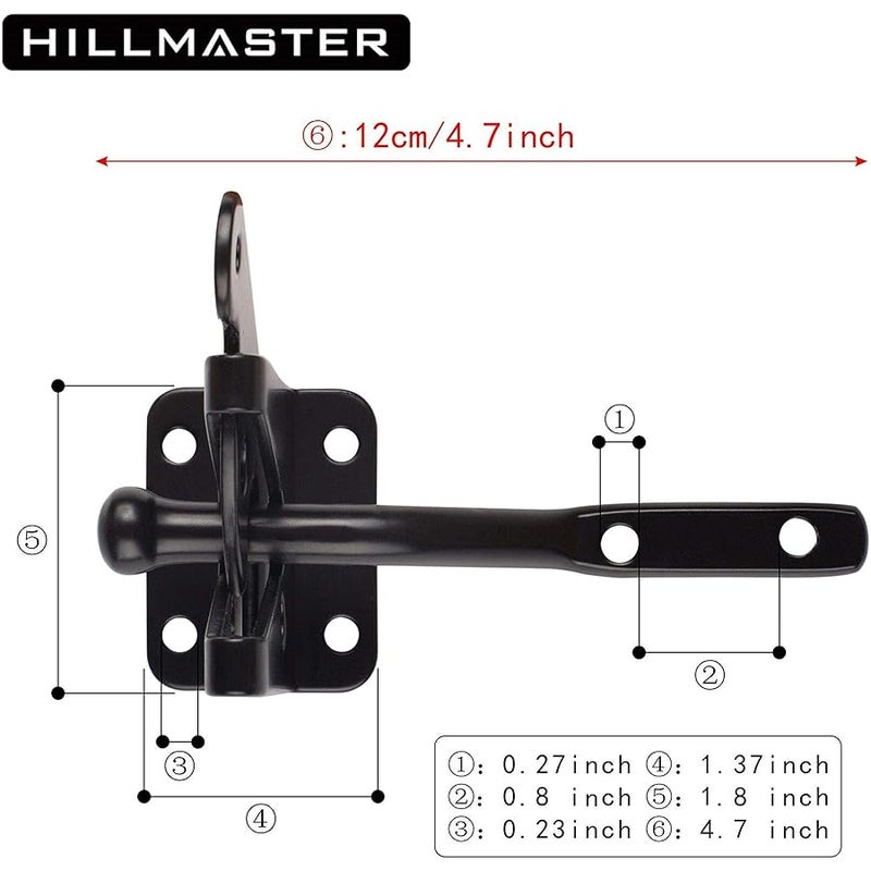 HILLMASTER Self Locking Gate Latch for Wooden Fence Heavy Duty,Gravity Lever Fence Door Latches with Steel Spring Cable Pull String Gate Hardware Gate Lock for Outdoor Secure Pool,Garden,Black Finish - Image 4