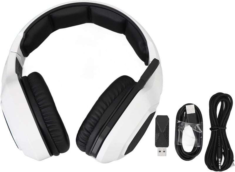 داخل وخارج المباني سماعة رأس للألعاب من LiebeWH PC، عصابة رأس من ABS، سماعة ألعاب مع تقليل الضوضاء النشط واتصال بثلاثة أوضاع (لون أبيض) أحجام عالمية مرنة مظهر يلائم كل مكان ثابت ولا ينقلب عند وضعه - Image 1