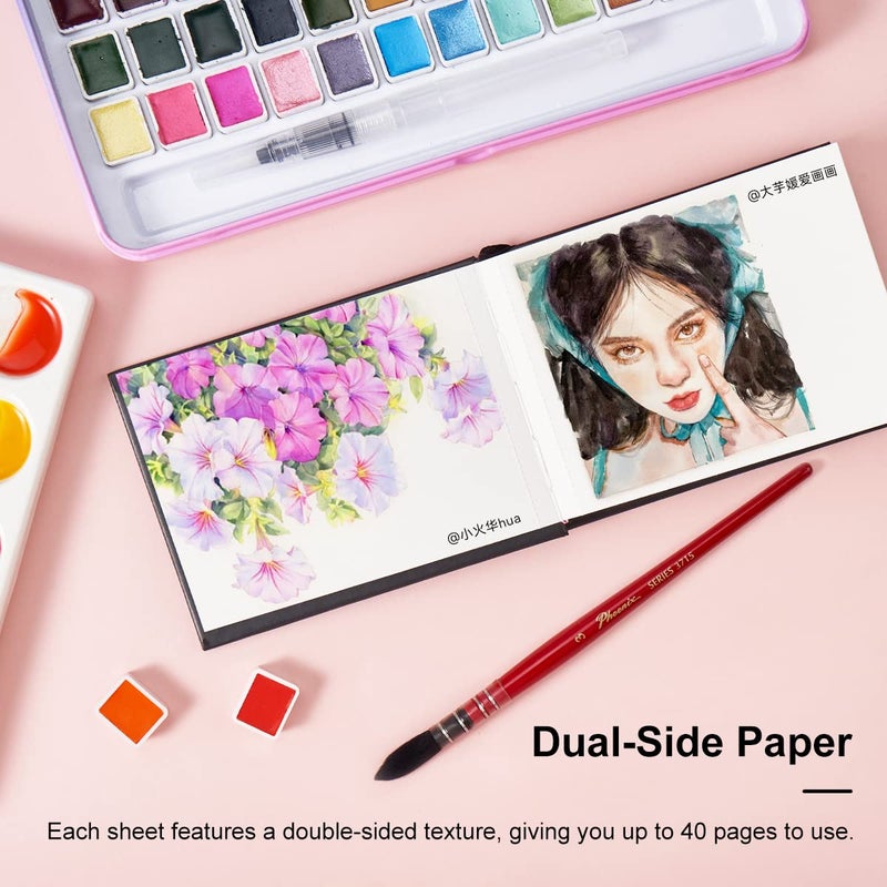 Paul Rubens Watercolor Paper, Cold Press Watercolor Journal,50% Cotton 140 lb/300gsm 20 Sheets 5.2â€™â€™ x 3.8â€™â€™ Travel Art Journal for Beginners and Artists - Image 2