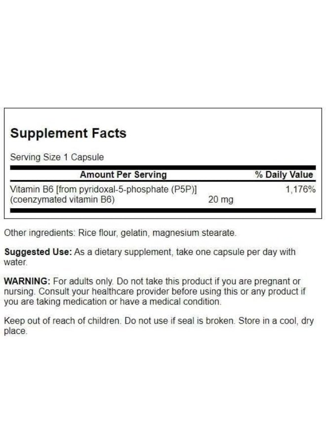 سوانسون بي-5-بي بيريدوكسال-5-فوسفات 20 ملجم - 60 كبسولة - Image 2