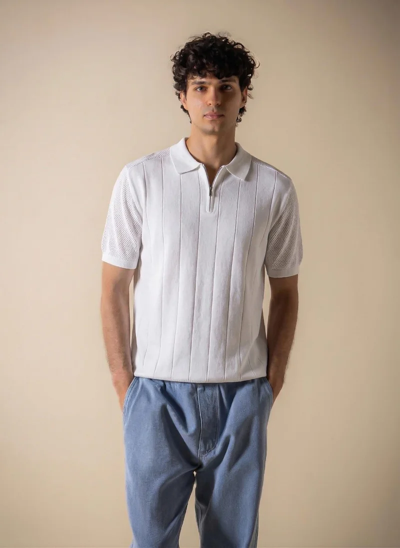 شايبس TEXTURED POLO SHIRT WITH ZIP