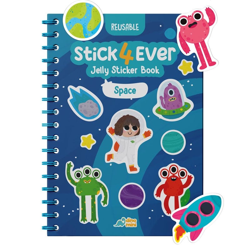 DINO MINI Stick4Ever Jelly Sticker Book - for Kids - Waterproof, Easy to Clean Reusable Sticker Book for Toddlers- Reusable Road Trip Activities for Kids - Stocking Stuffers for Toddlers (Space) - Image 1