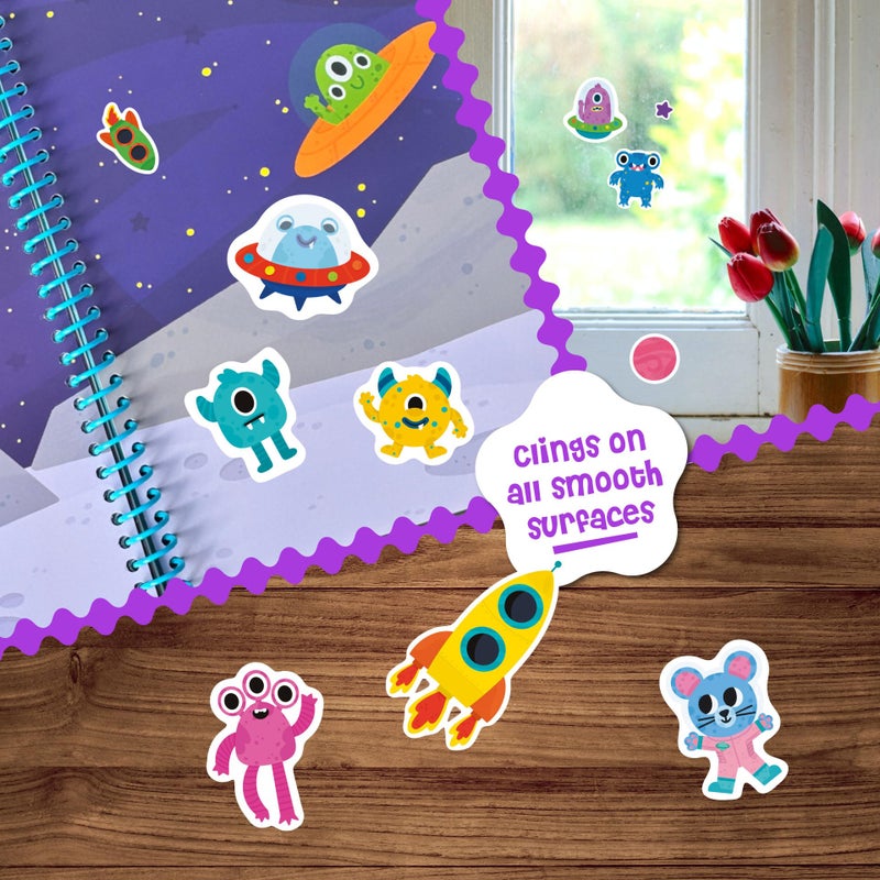 DINO MINI Stick4Ever Jelly Sticker Book - for Kids - Waterproof, Easy to Clean Reusable Sticker Book for Toddlers- Reusable Road Trip Activities for Kids - Stocking Stuffers for Toddlers (Space) - Image 3