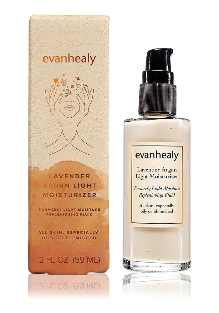 Evanhealy Lavender Argan Light Moisturizer - Vegan Light Moisture Replenishing Fluid for All Skin Types, 2 Ounces - Image 2