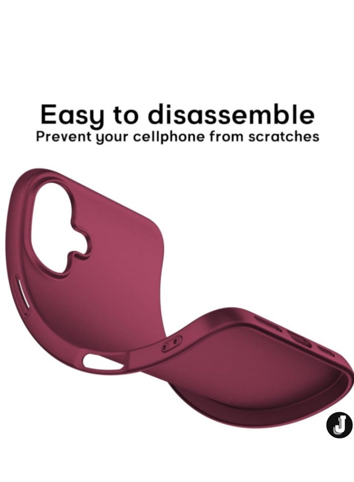 JAJEEK "Ultra-Thin Matte Wine Red iPhone 16 Case – Shockproof, Anti-Scratch with Lens & Screen Protectors" - Image 5