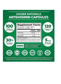 Zazzee High Absorption Artemisinin, 100 mg per Capsule, 120 Vegan Capsules, with 5 mg BioPerine for Maximum Absorption, Sweet Wormwood Extract, 4 Month Supply, All-Natural and Non-GMO  - Image 2