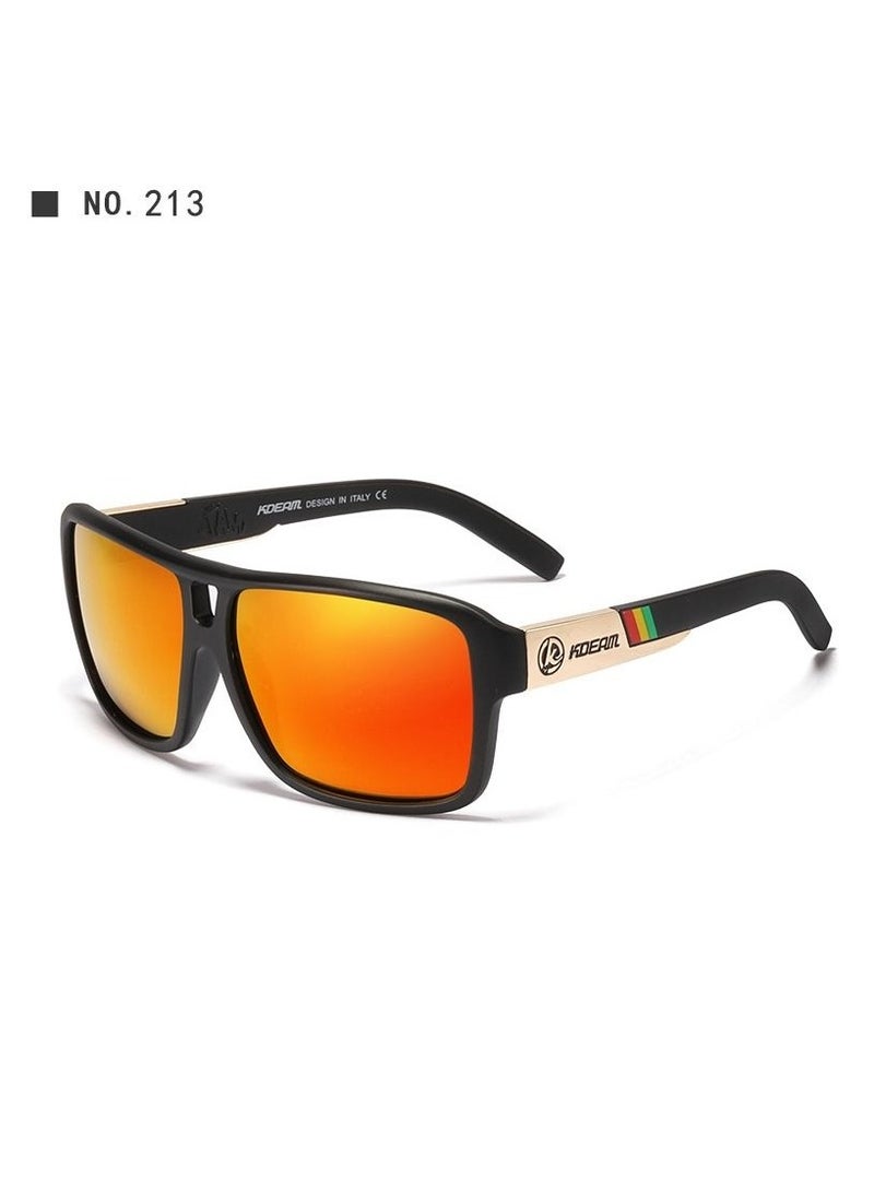 kdeam New square sports polarized sunglasses for Instagram trends, large-frame cycling glasses with dazzling colors from Europe and America, polarized lenses, fashionable sunglasses for both men and women - Image 1