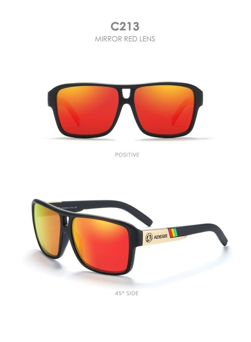 kdeam New square sports polarized sunglasses for Instagram trends, large-frame cycling glasses with dazzling colors from Europe and America, polarized lenses, fashionable sunglasses for both men and women - Image 5