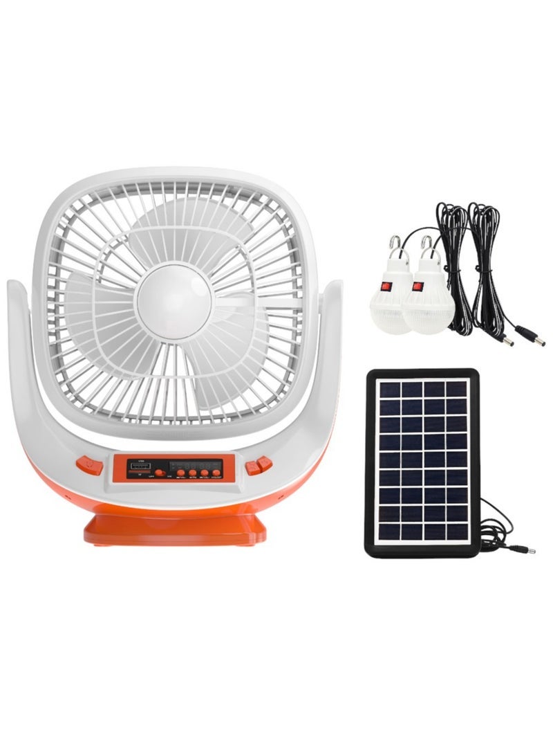 Easy Power Portable Mini 8 Inch Solar Charging Fan, LED Emergency Light with Solar Panel For Home And Outside Used - Image 1