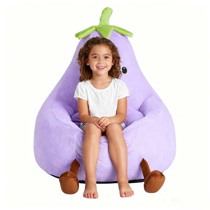 Simple Deluxe كرسي bean bag بذاكرة 2 قدم - أريكة دائرية ناعمة للغاية من فرو الأرنب الصناعي مع مقبض وغلاف قابل للغسل في الغسالة، كرسي مريح للاسترخاء للأطفال والمراهقين، مثالي للقراءة والألعاب في غرفة المعيشة أو غرفة النوم، بنفسجي - Image 1